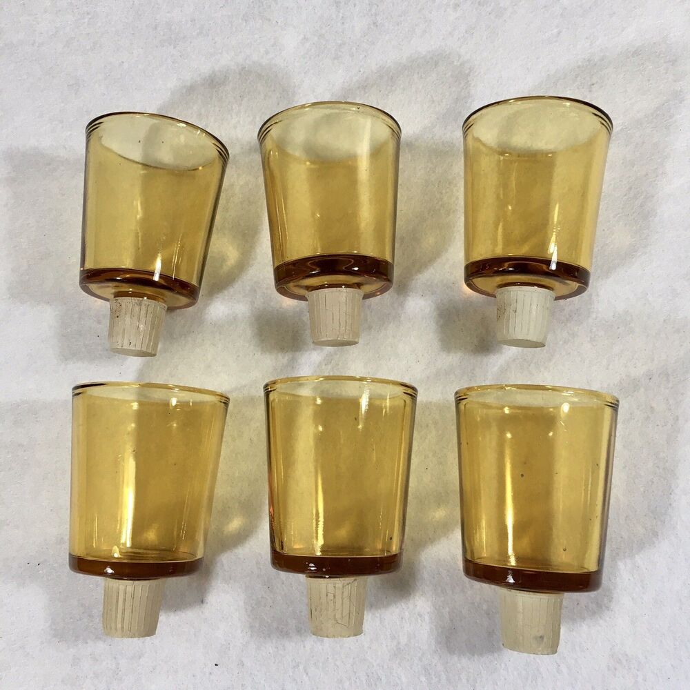 Lot Of 6 Amber Votive Sconce Replacement Glass Globe